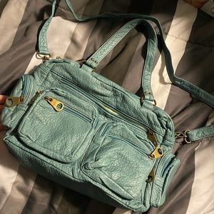 Light blue pleather purse